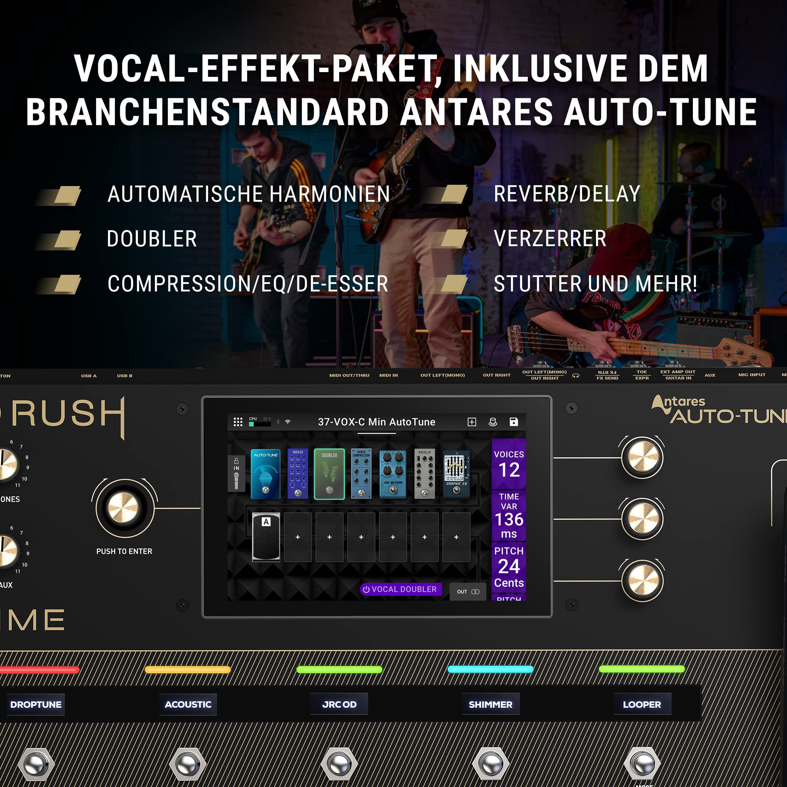 HeadRush Prime - Gitarren und Vocal Multi-Effekt-Pedal, Modelling-Prozessor mit Amp Cloner, Antares Auto-Tune, WLAN, Touchscreen, Looper und Bluetooth