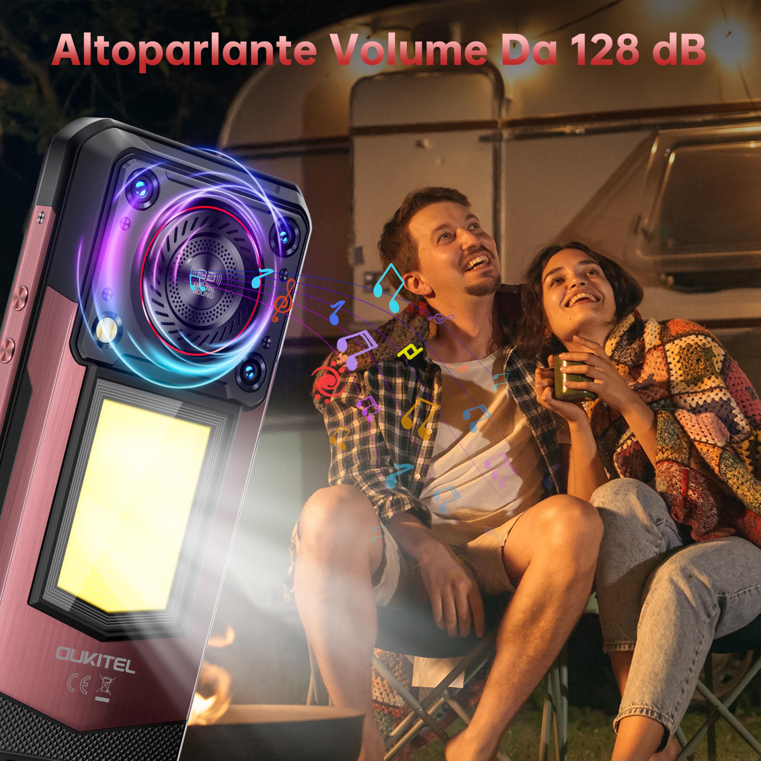 OUKITEL WP56 5G Rugged Smartphone - 32GBGB+256GB/2TF 6,78"FHD+ 120Hz- con 1000LM Luce Campeggio 128dB Altoparlante, Android 15 16000mAh 108MP+32MP Telefono Indistruttibile IP68/NFC/BT5.2/OTG/GPS Nero