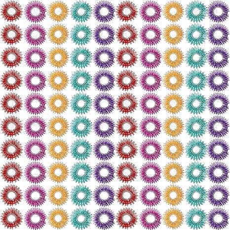 100 Pack Spiky Sensory Finger Rings, Acupressure Spiky Sensory Finger Rings for Adults, Silent Stress Reducer and Massager Fidget Ring for Anxiety for Men, Women(Bright Colors)