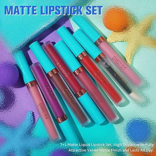 Miniatura 7 de Juego de 8 lápices labiales líquidos mate con relleno de labios terciopelo de larga duración alto pigmentado color nude impermeable kit de brillo de