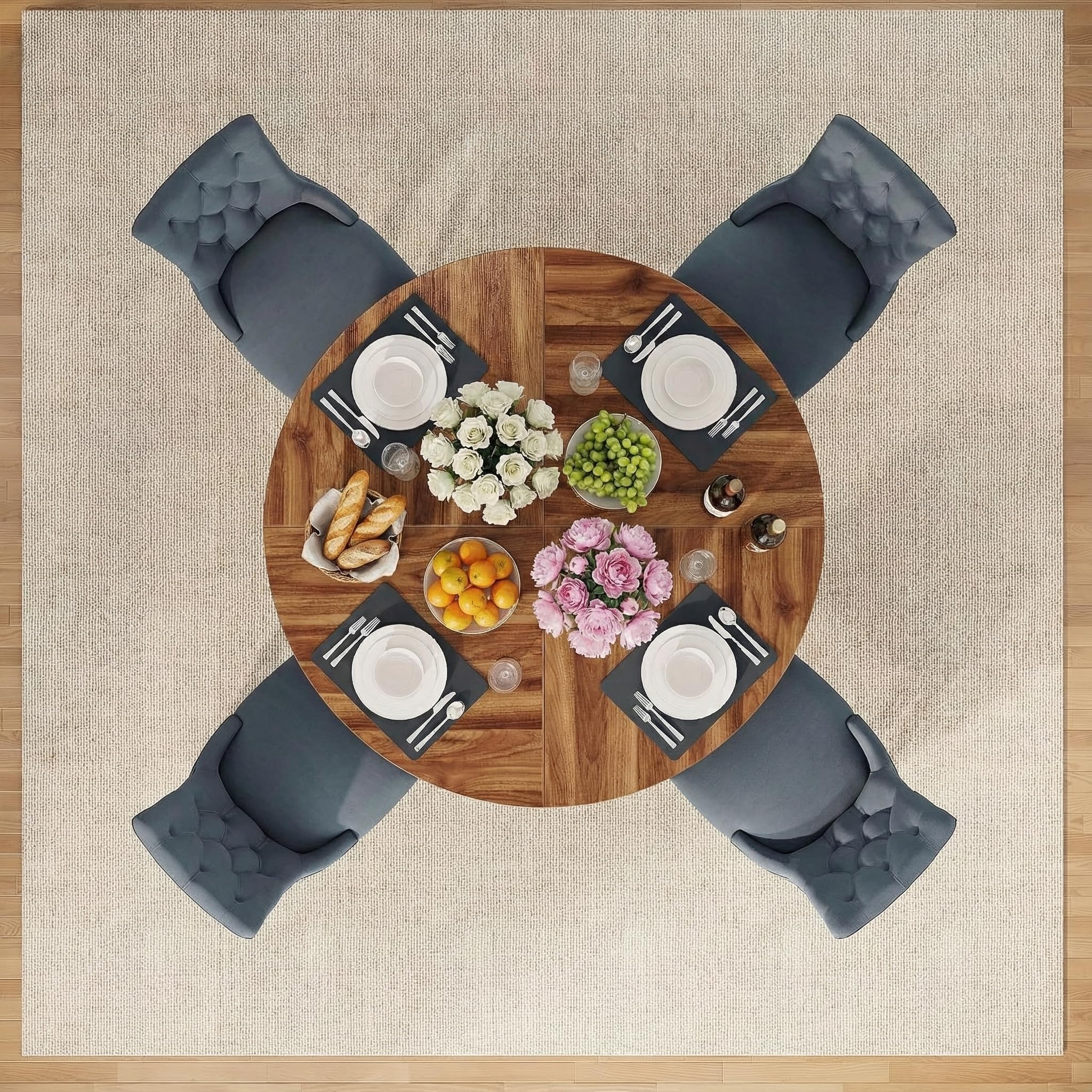 Lailang 120 cm - Mesa de comedor, muebles de salón, mesa de cocina, mesa de comedor de madera, mesa para reuniones de oficina, 120 x 120 x 75 cm, marrón rústico