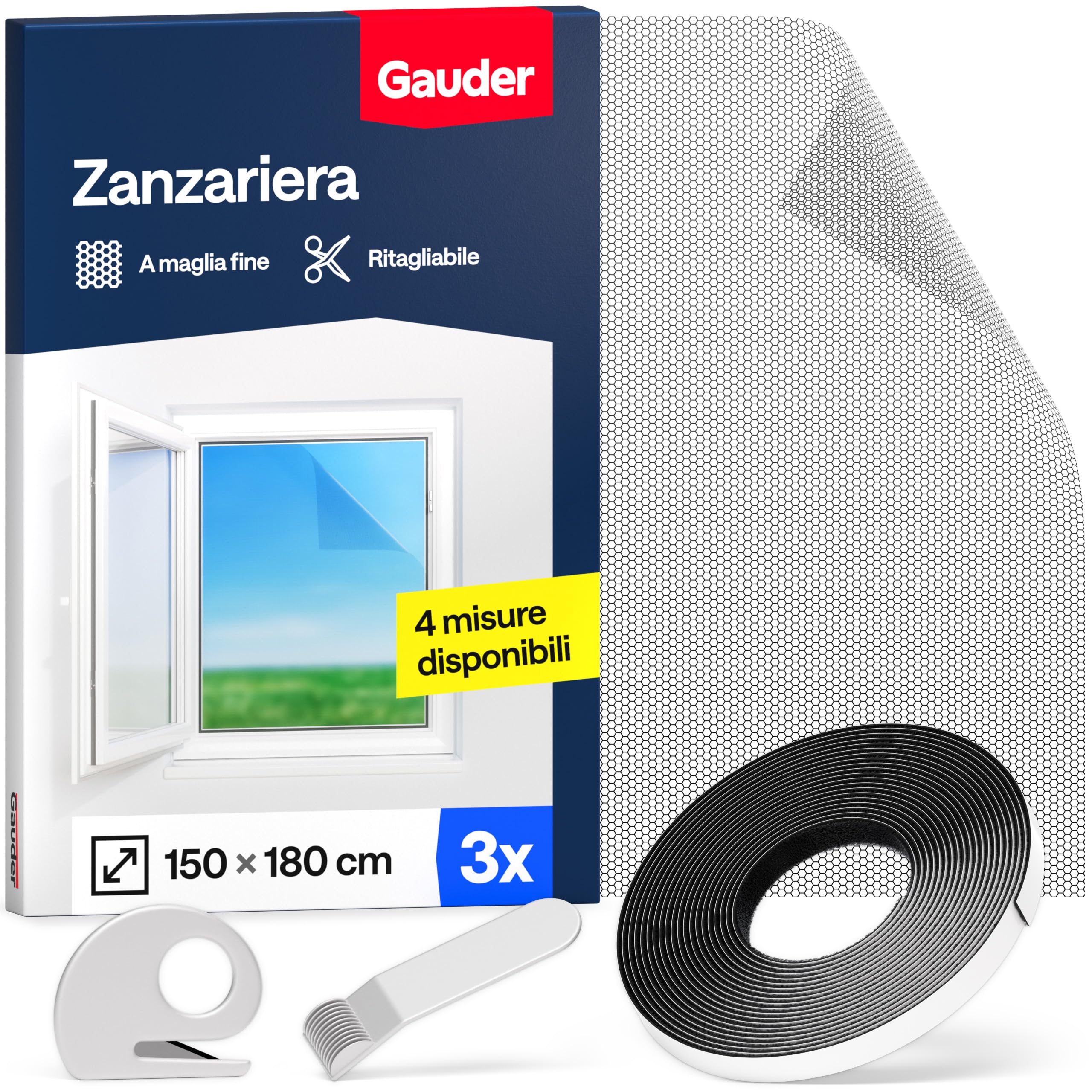 Zanzariera Per Finestra GAUDER 150x180 Cm - Autoadesiva, Nero, Protezione Insetti Senza Fori - Foto 2