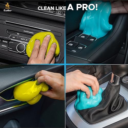 Miniatura 2 de EcoNour Gel de limpieza de coche (paquete de 2) para rejillas de ventilación de CA y portavasos  Accesorios de masilla de limpieza de automóvil para
