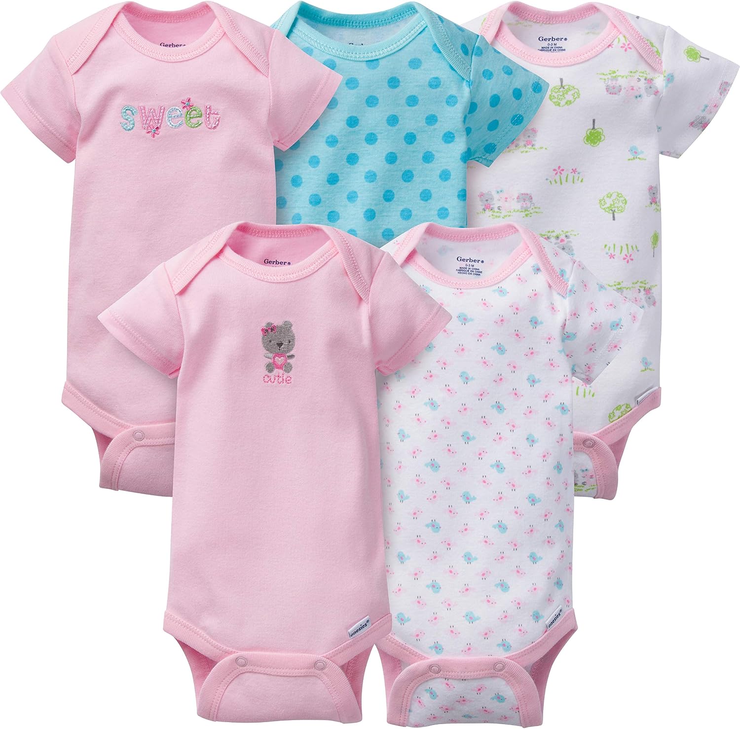 Gerber baby-girls 5 Pack Onesies