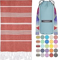 Vista 13 de Madamelique Toalla de playa turca con bolsa de playa, 39 x 74 pulgadas, toallas de playa prelavadas de gran tamaño, 100 % algodón, secado rápido