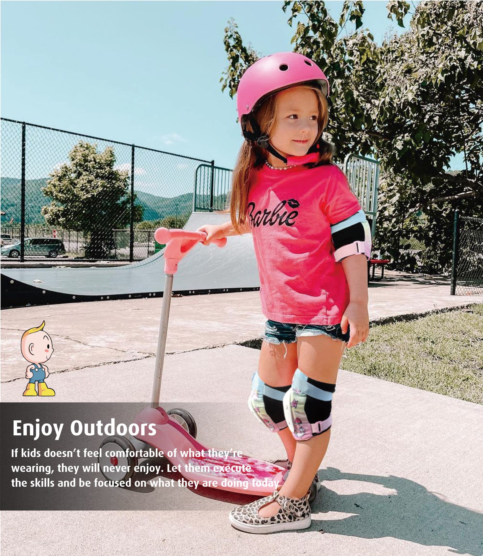 Simply Kids Knee and Elbow Pads with Wrist Guards, HardSoft Pad I  CPSIA Certified Protective Gear Set I Inline Roller Skate Skateboard Bike  Knee