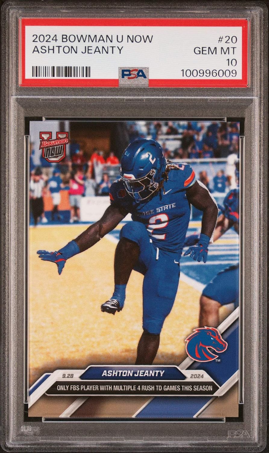 Graded 2024 Topps Bowman U Now Ashton Jeanty #20 Rookie RC Football Card PSA 10 Gem Mint