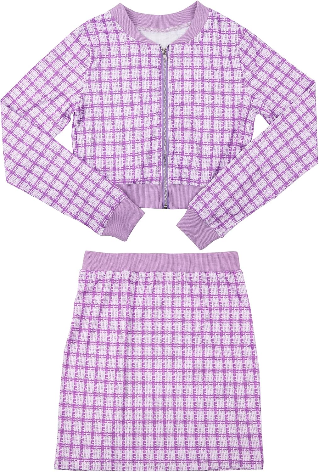 THLAI Women 2 Piece Skirt Set Long Sleeve Jacket Crop Top and Bodycon Mini Skirt Set Pink Party Outfits Birthday Suits - Image 3