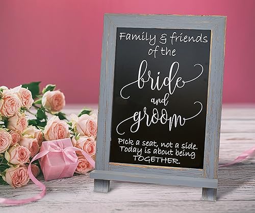 Miniatura 2 de Better Office Products Letrero enmarcado de pizarra de mesa, 9.5 x 14 pulgadas, marco de madera rústica, pequeña pizarra magnética con reborde