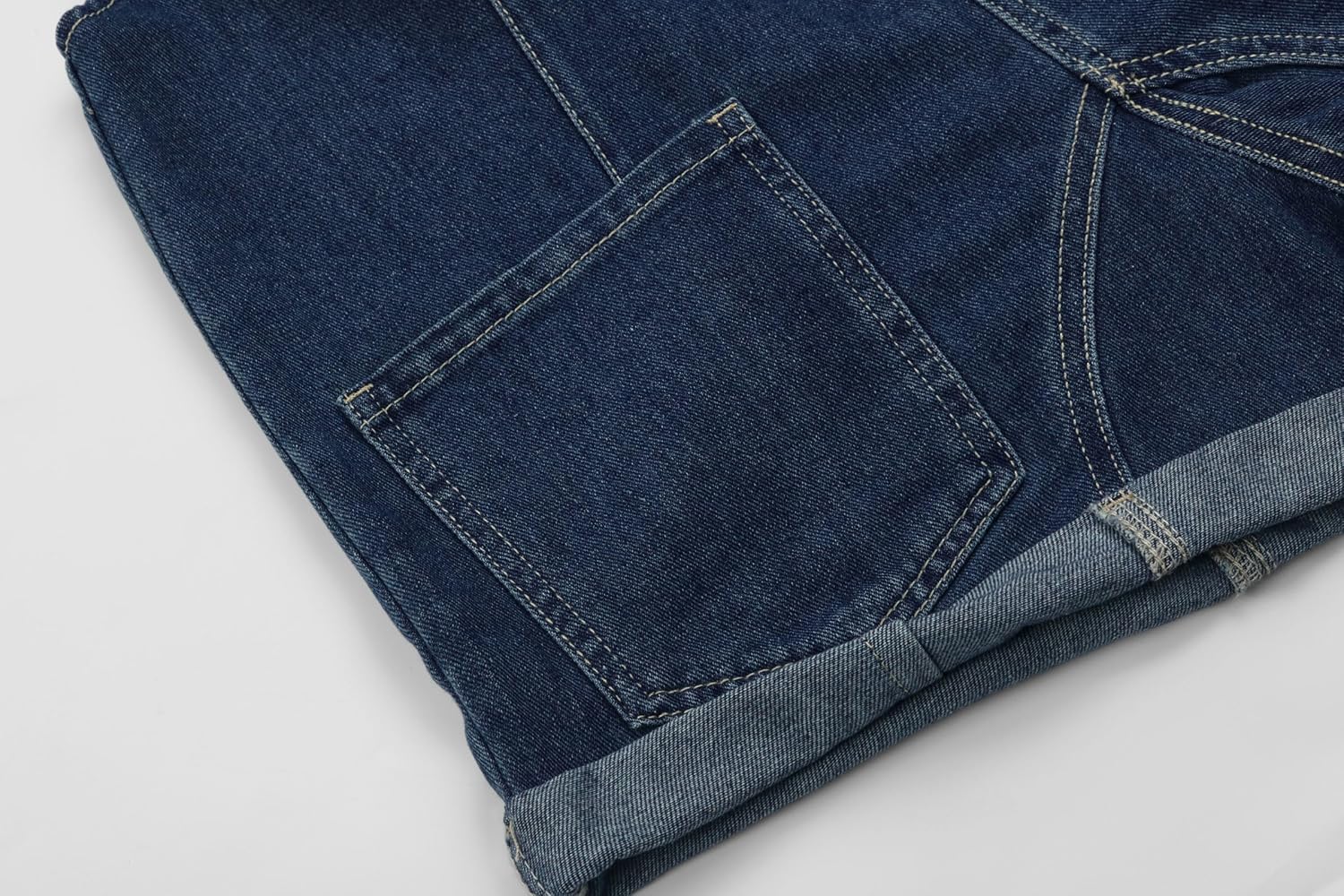 CHARTOU Women Casual Denim Short Overalls Rolled Cuff Barrel Shorts Jumpsuit Rompers - Image 5