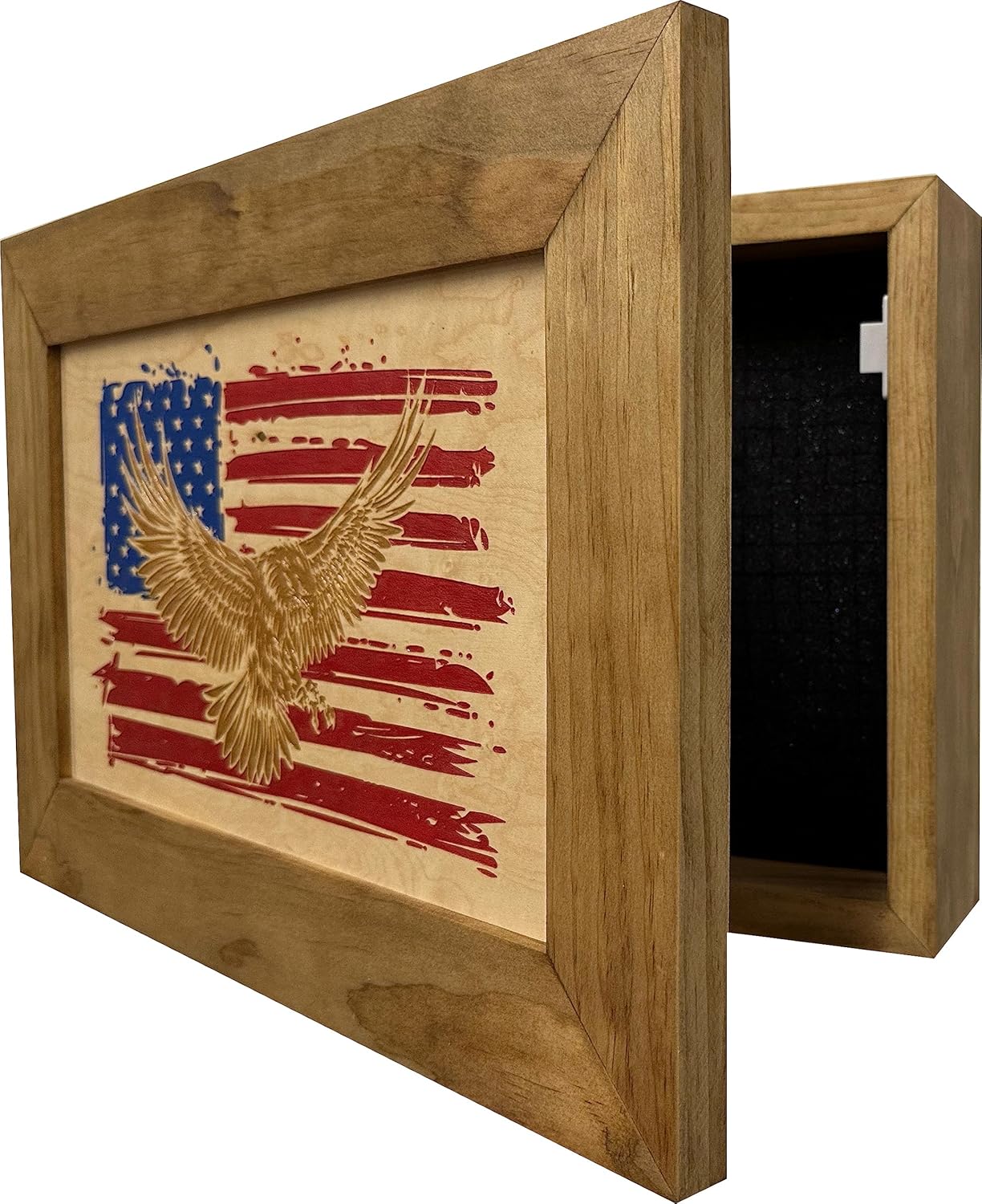 Bellewood Designs American Flag Hidden Gun Storage Cabinet with Eagle, Decorative Secure Concealed Gun Storage Safe