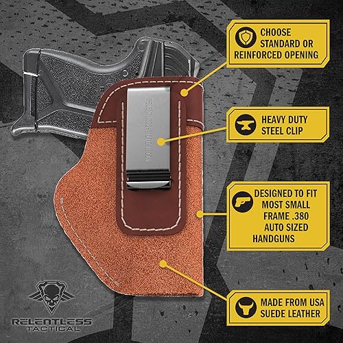 Vista 9 de Fabricado en Estados Unidos – Funda de piel de gamuza .380 Compatible con Sig P238, P290, Ruger LCP, LCP2, Walther PPK, S&W Bodyguard .380 y Most