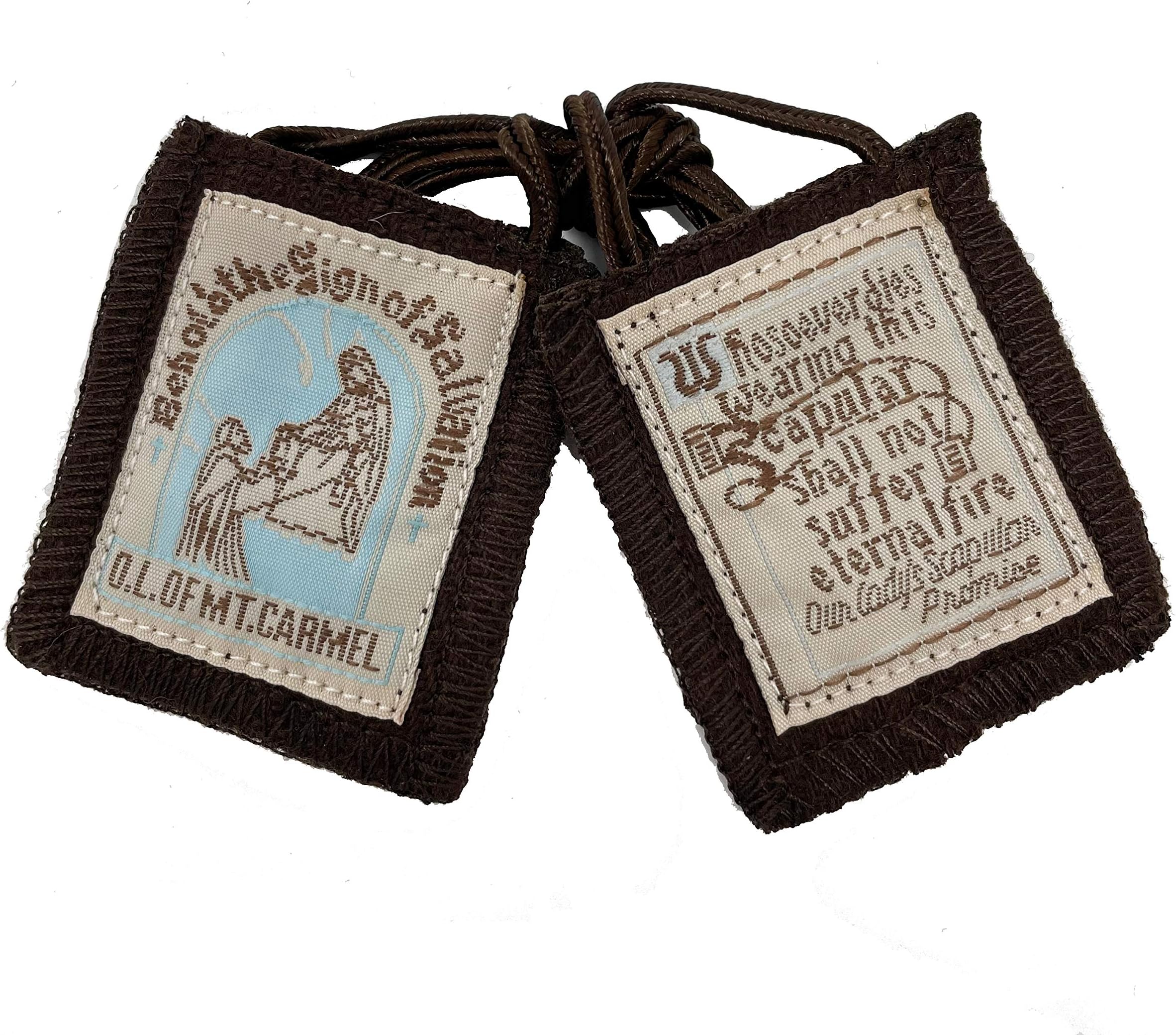 Scapular Catholic Brown Wool Mt Carmel Scapular for Men and Women - Escapulario de la Virgen del Carmen (Classic Single), Brown