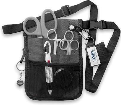 ASA TECHMED Medical Belt Utility Kit, Nurse Pro Pack Pocket Organizer Pouch Hip Bag | EMT, CNA, NP, PA, Student, Nurse Kit Grey