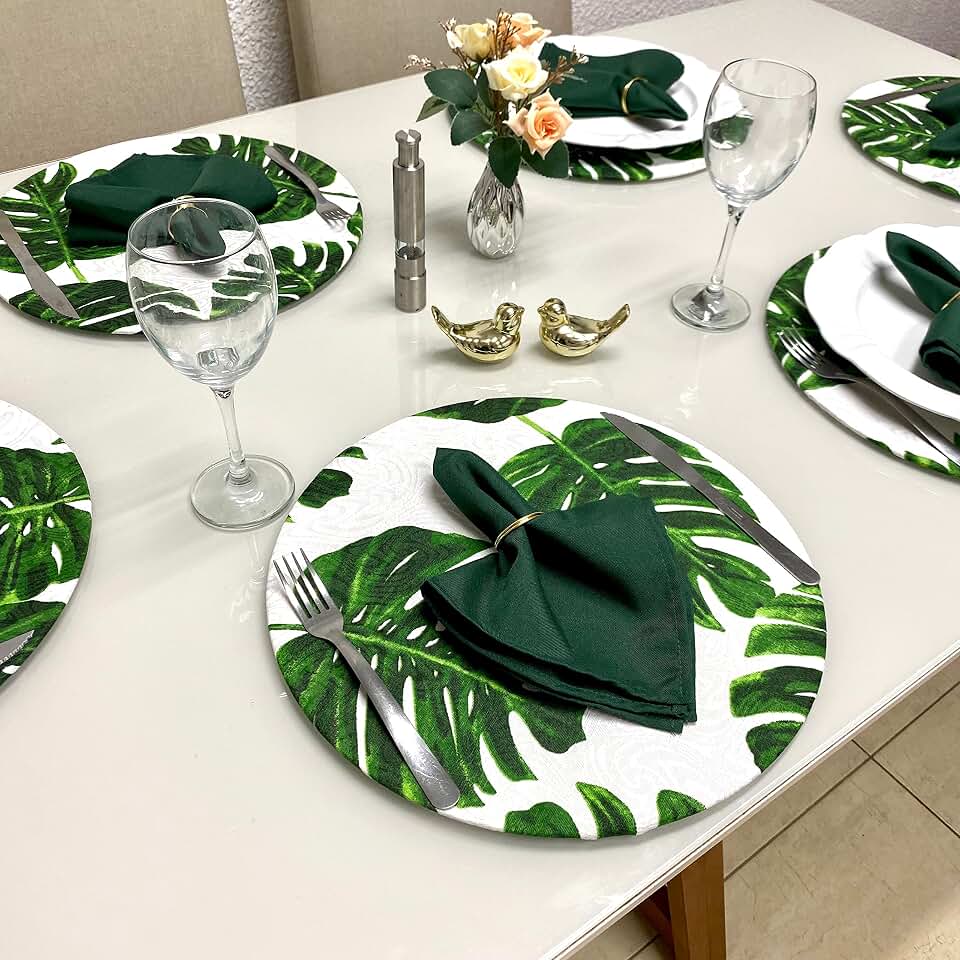 Sousplat 6 Capas 6 Bases MDF 35 cm 6 Guardanapos e 6 Porta Guardanpos (Verde Guard Verde)