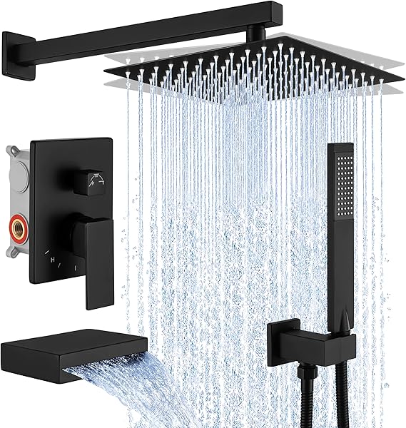 KES Shower Faucet Set Shower System with Waterfall Tub Spout Pressure