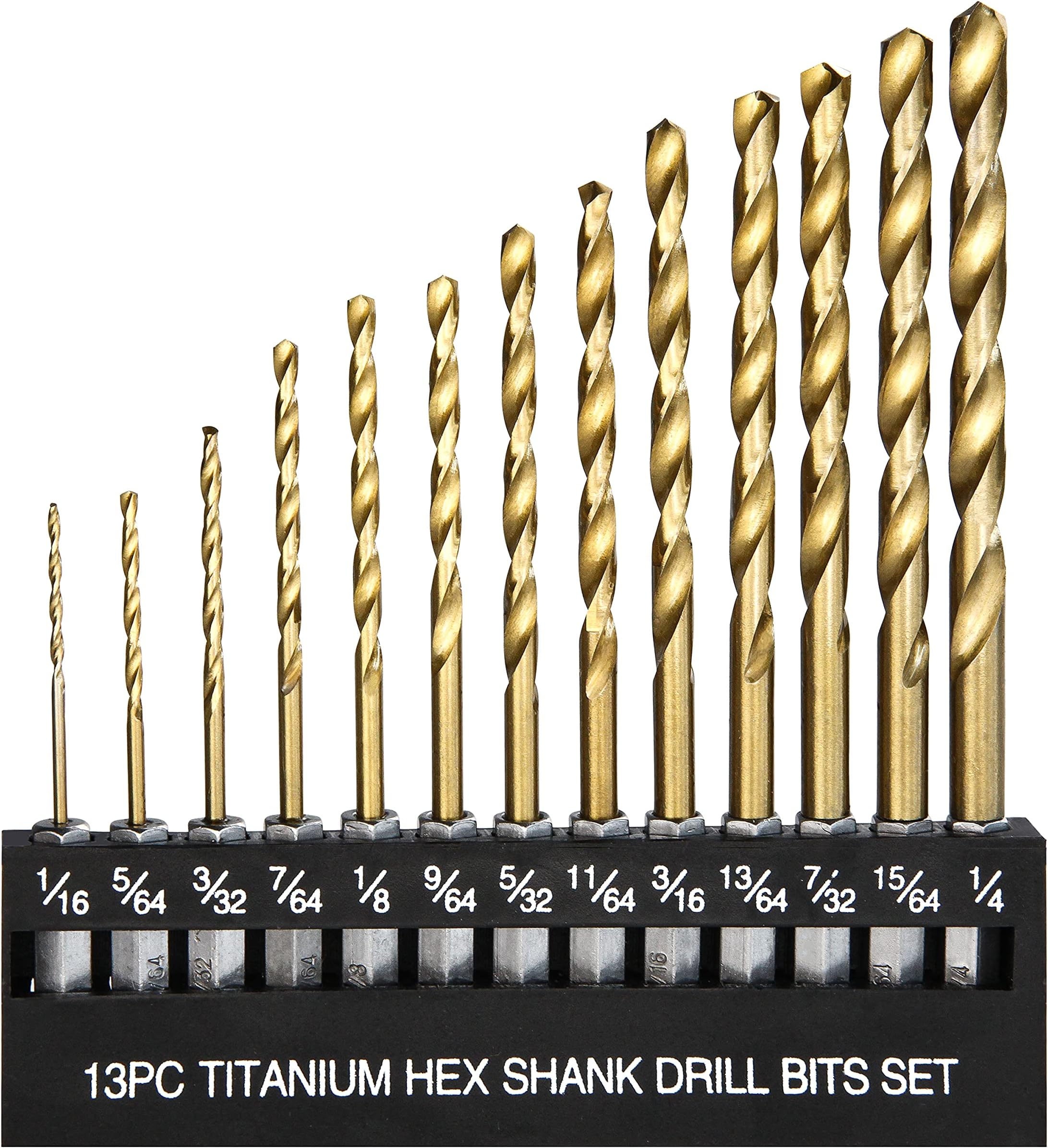 wesleydrillHex Shank Impact Twist Drill Bit Set 13 Pcs 1/16"-1/4" 4241 HSS Quick Change Titanium Drill Bits Set Fit for Steel,Wood, Plastic