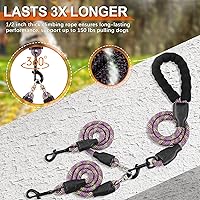 Vista 2 de Correa doble para perro para dos perros, desmontable giratoria de 360°, correa sin enredos con tiras reflectantes para caminar y entrenar perros