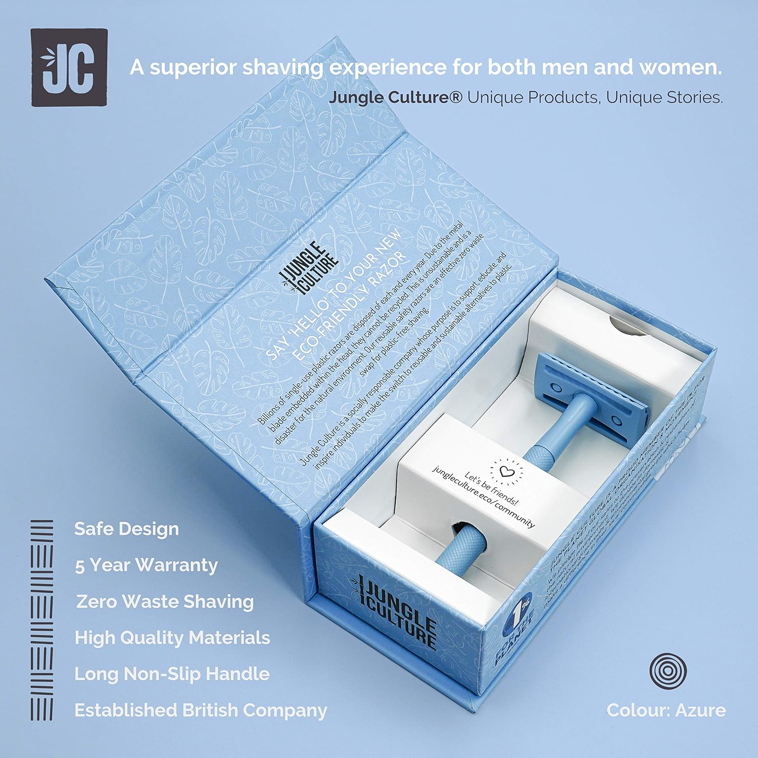 Jungle Culture Safety Razor for Women & Men in Blue • Reusable Metal Razor • No Blades Included - Image 4