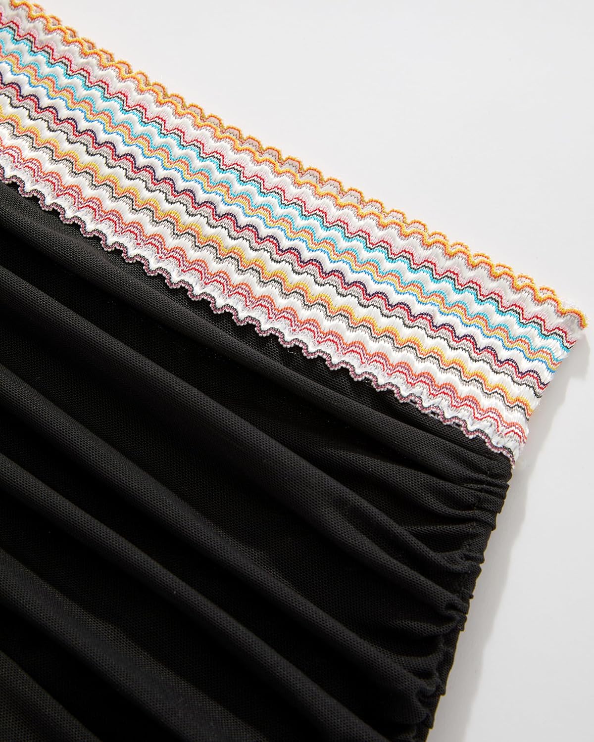 RXRXCOCO Mesh High Waisted Bikini Sets for Women Tummy Control Bathing Suits Color Block Two Piece Swimsuits with Skirt - Image 7