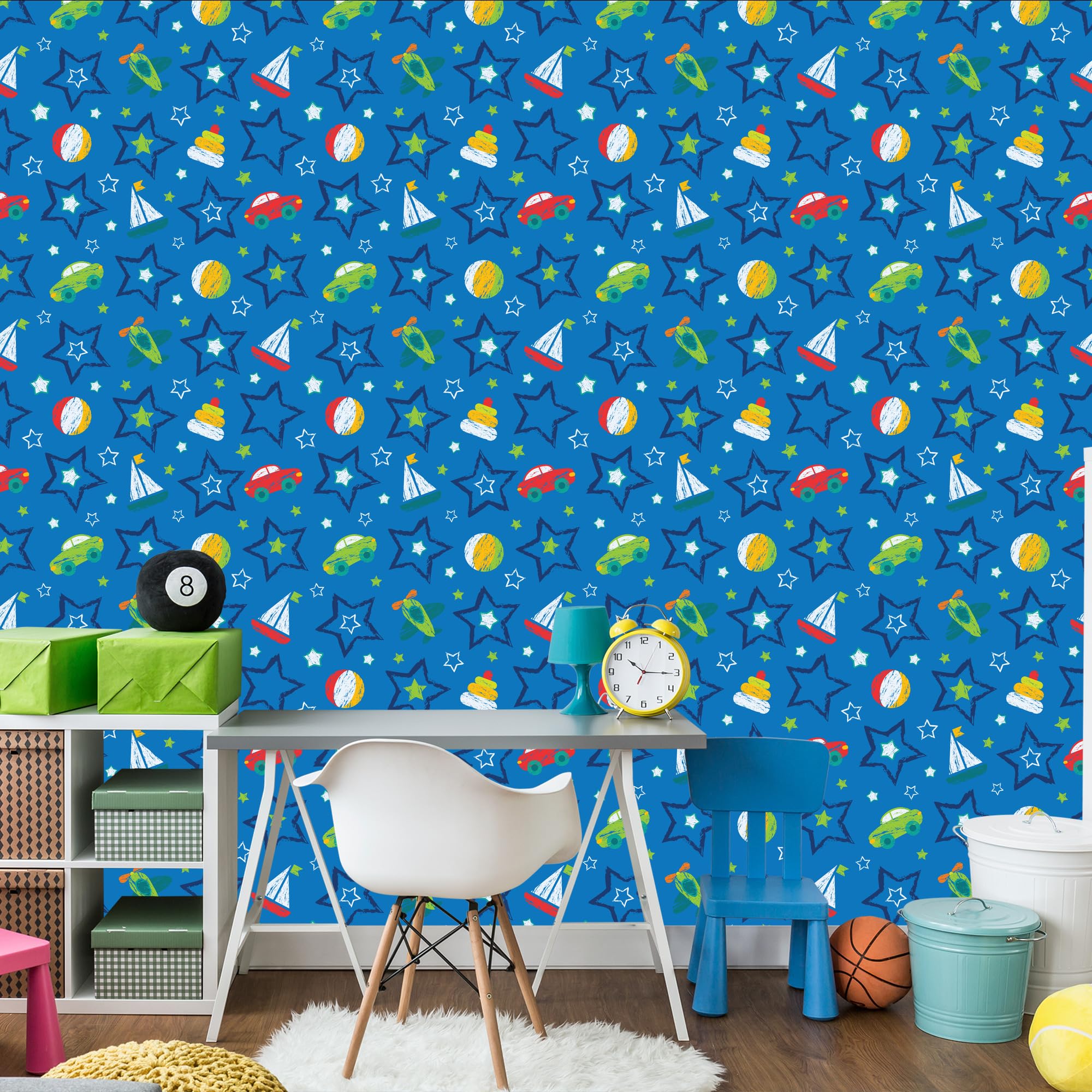 Vliestapete Bunte Spielzeug und Sterne 50 x 1000 cm