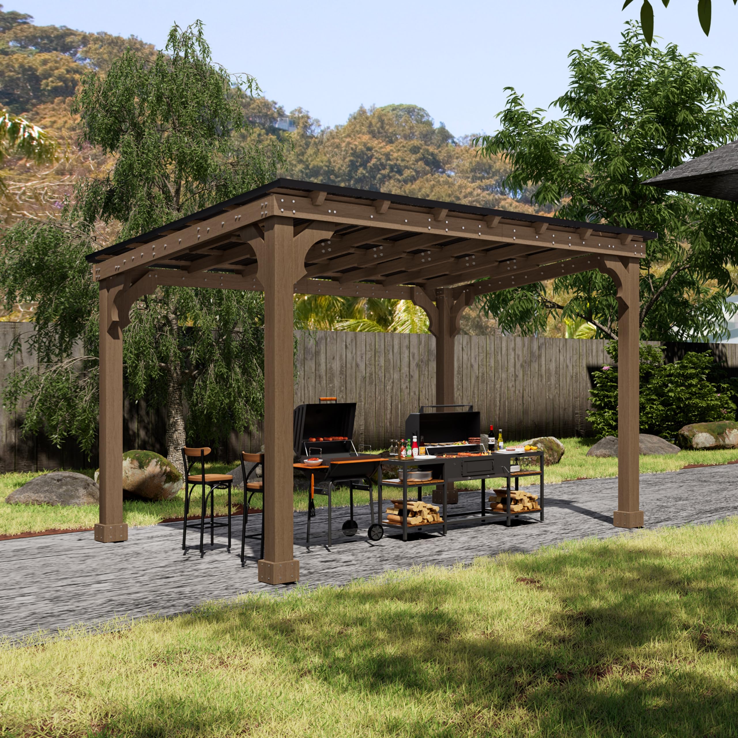 Snapklik.com : MUPATER 10 X 12 FT Wooden Grill Gazebo