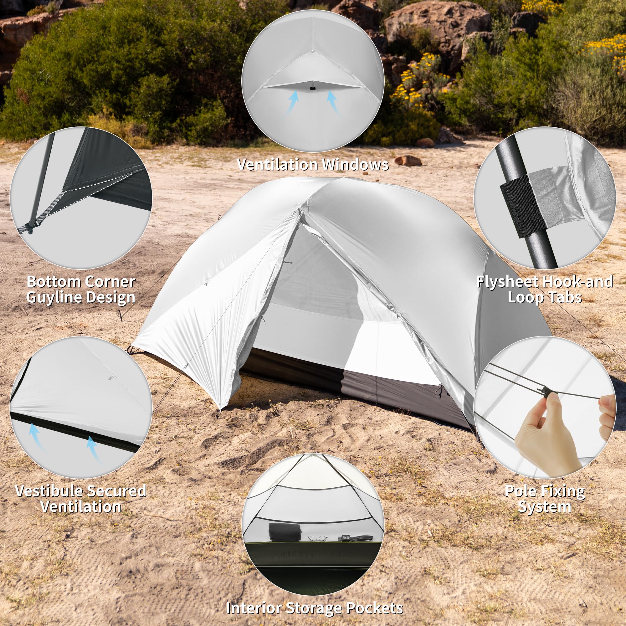 Naturehike Mongar Pro Tenda ultraleggera 3-4 stagioni 1-2-3 persone impermeabile antivento campeggio