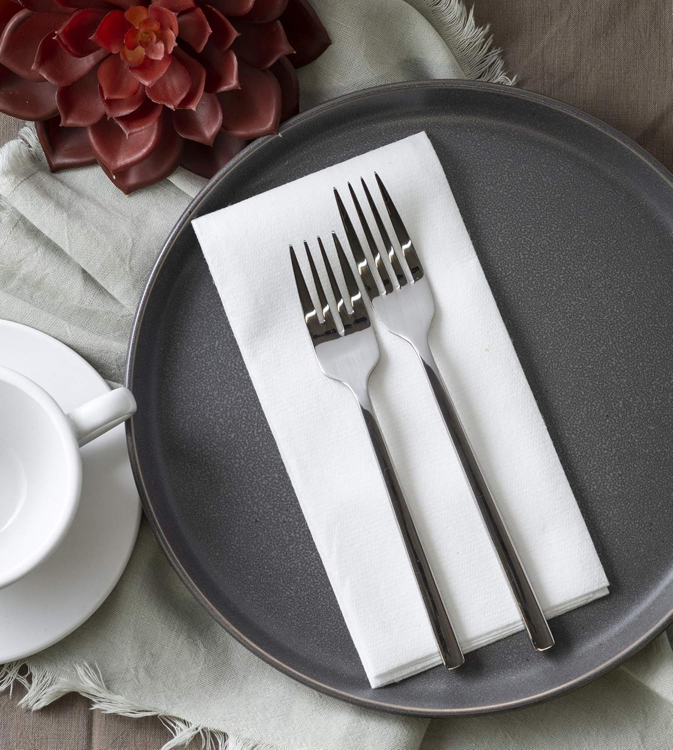 Laura Stein Linen-Feel Disposable Guest Towels (White, 200 Count) | Quality, Soft, Highly Absorbent Hand Napkins for Wedding Receptions, Restaurants, Bathrooms, Kitchens, Tables, Events & Everyday Use