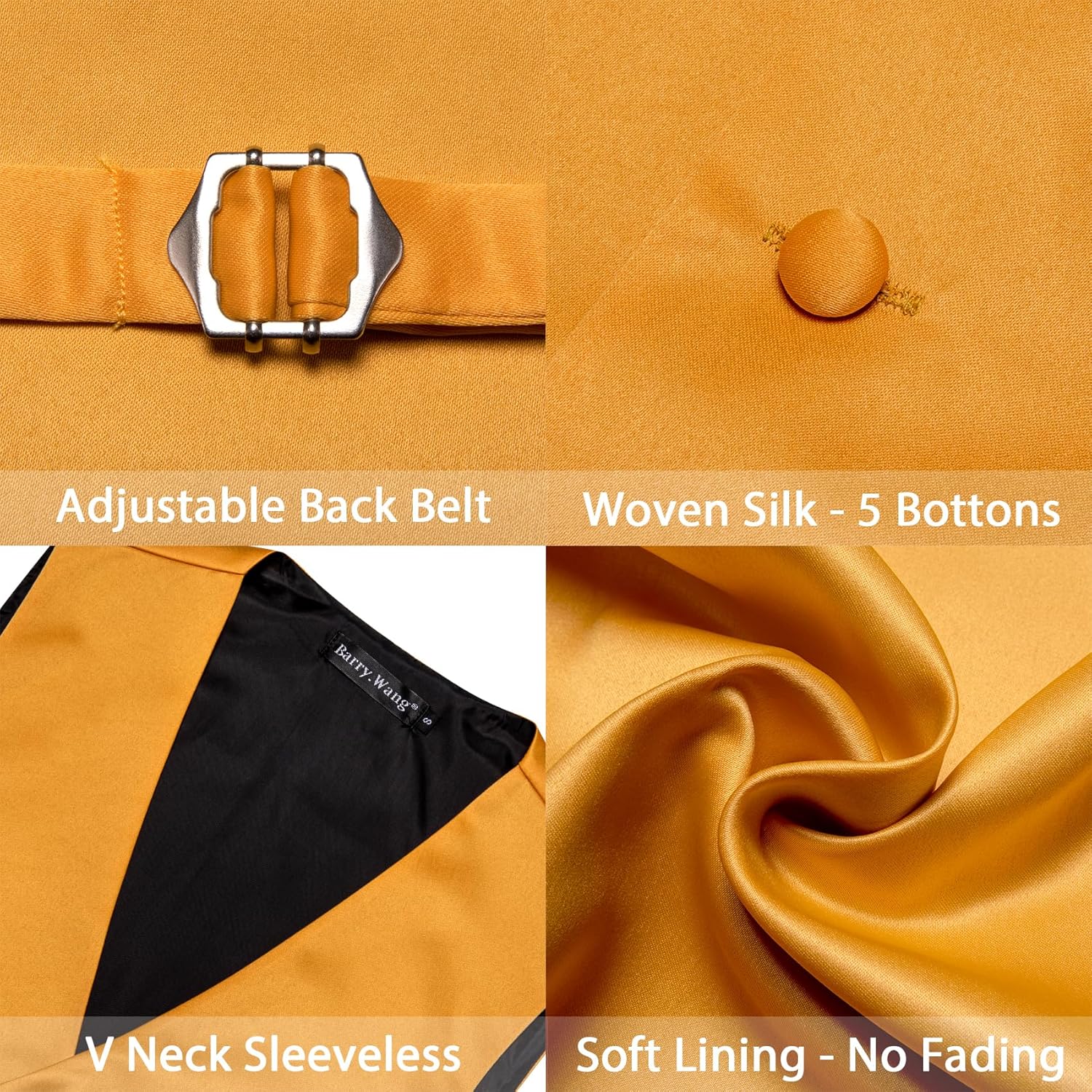 Men's Vest Tie Set Bow Tie Satin V-Neck Solid Colors Suit Waistcoat Cufflinks hanky Formal Wedding Business Tuxedo