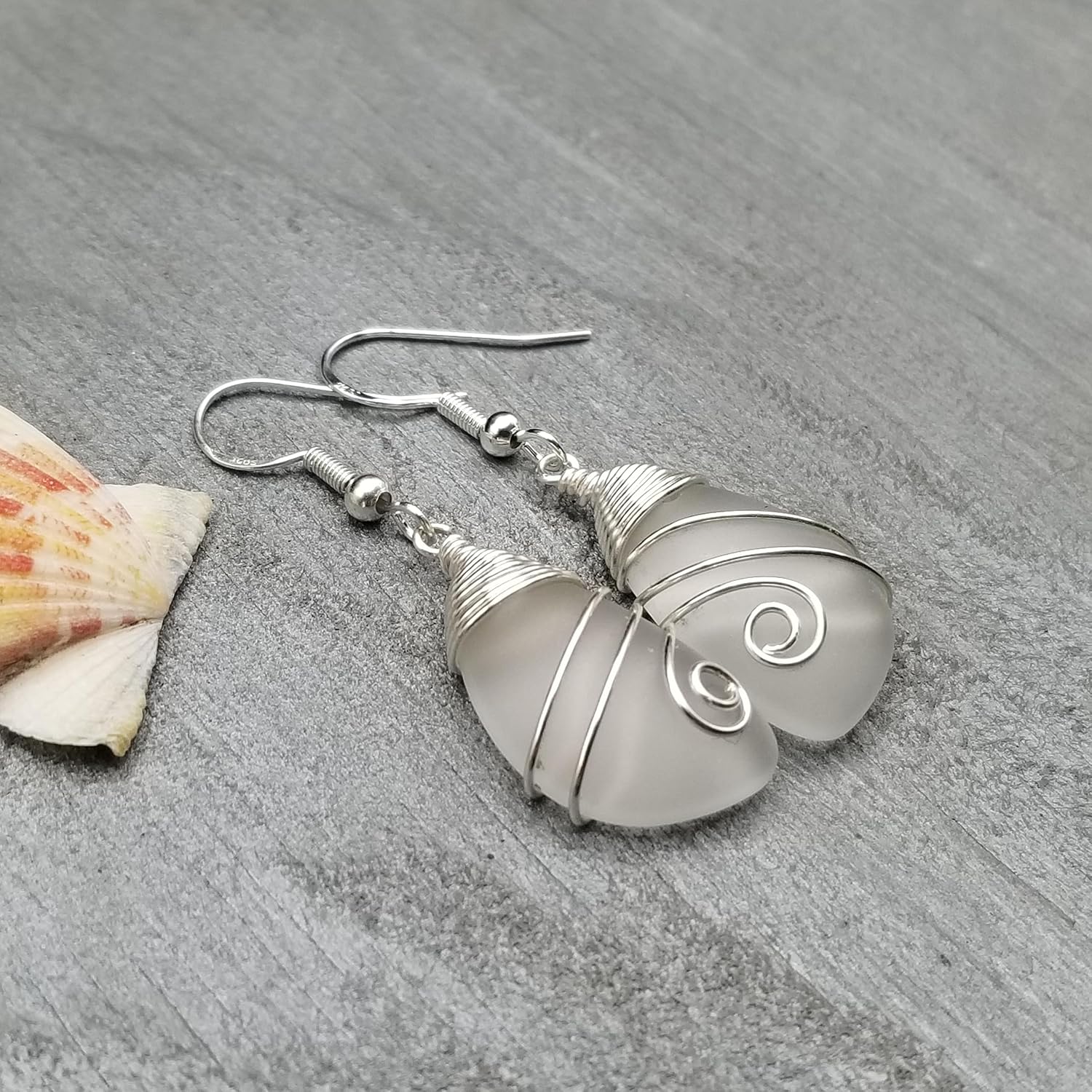 Yinahawaii Handmade Sea Glass Earrings, Hawaiian Jewelry, Top Wire Wrapped Earrings, Unique Handmade Earrings, Sea Glass Jewelry For Women Birthday Gift For Women