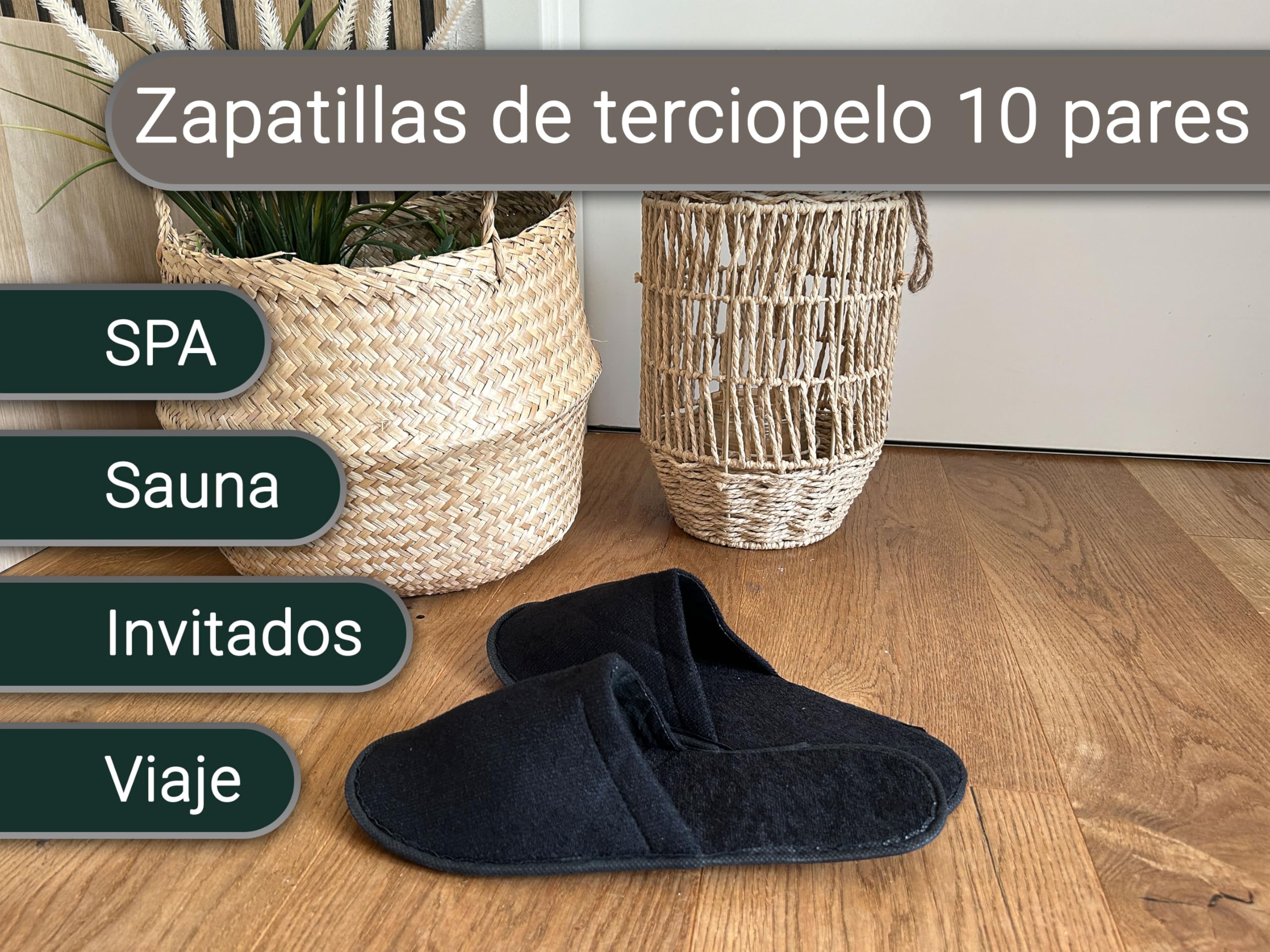 ZOLLNER Set de 10 pantuflas de terciopelo 100% poliéster, 587