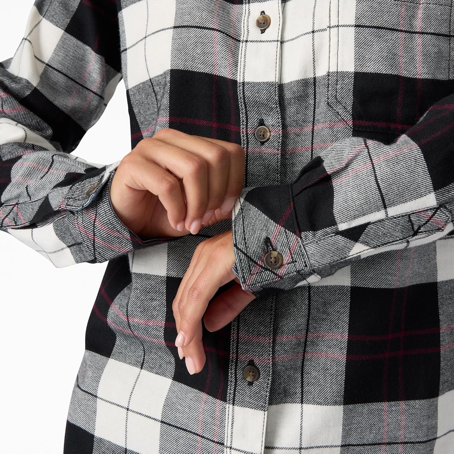 Dickies Women's Plaid Flannel Long Sleeve Shirt - Image 6