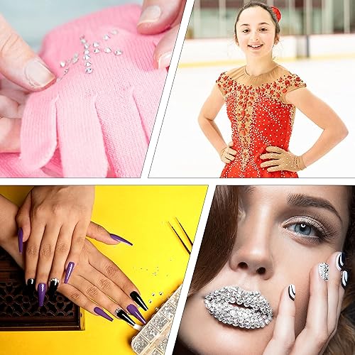 Miniatura 7 de Alourity Juego de 8250 diamantes de imitación en 8 tamaños diamantes de imitación de parte trasera plana para manualidades con 2 cajas de
