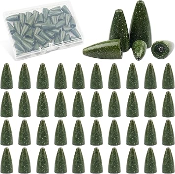 Bullet Fishing Sinkers Weights, 40pcs Slip Sinkers Worm Weights Painted Sliding Fishing Weights for Bass Fishing Pitching and Flipping Texas Rigs Carolina Rig Saltwater Freshwater