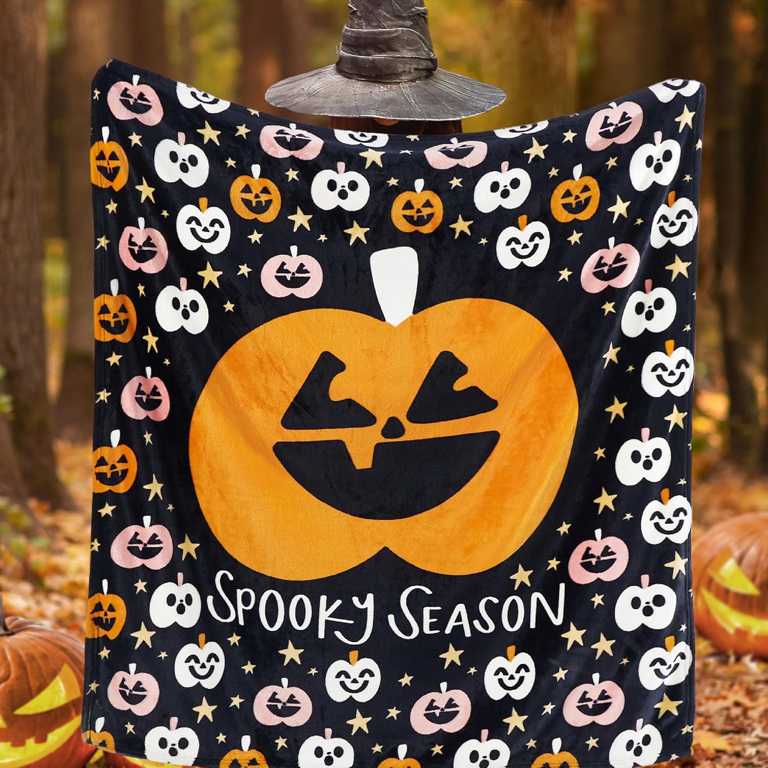 Bedsure Halloween Pumpkin Print Fleece Throw Blanket