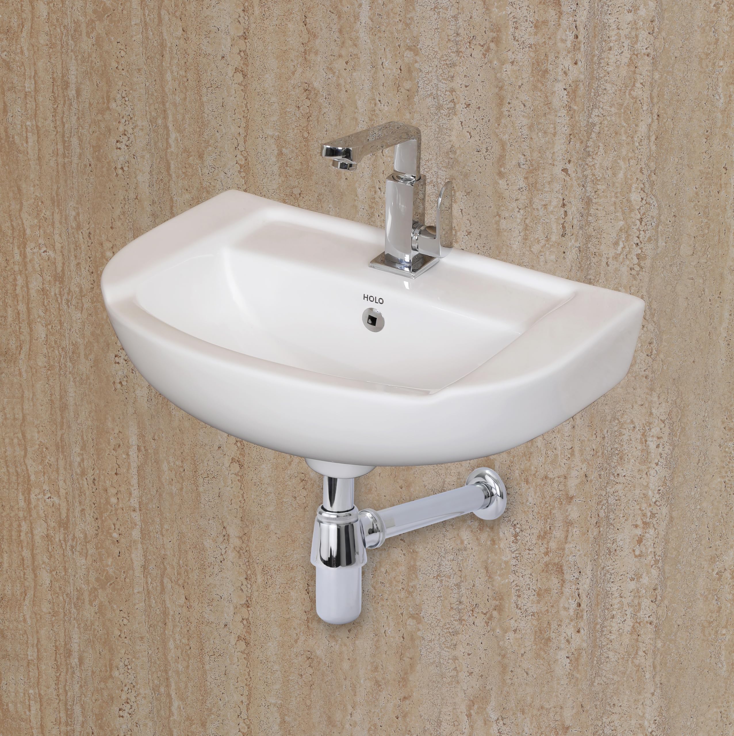 HOLO Tuscon Ceramic Wall Mounted Basin | Wash Basin for Bathroom (19" x 14" inch) (B0D8YH26KB) Amazon Price History, Amazon Price Tracker