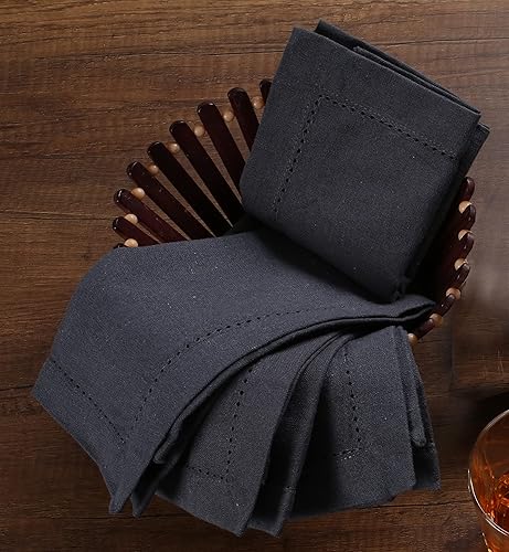 Miniatura 4 de Juego de 12 servilletas de tela de algodón con dobladillo de 18 x 18 pulgadas, decorativas, suaves, duraderas, lavables, reutilizables, perfectas