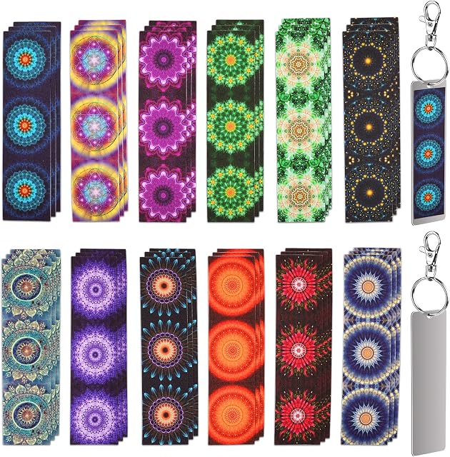 38Pcs Calm Strips For Anxiety Sensory Stickers, Mandala Pattern Textured Tactile Rough Adhesives Sensory Stress Relief Toy Strips/Bookmarks for Kids Adults Anxiety Relief
