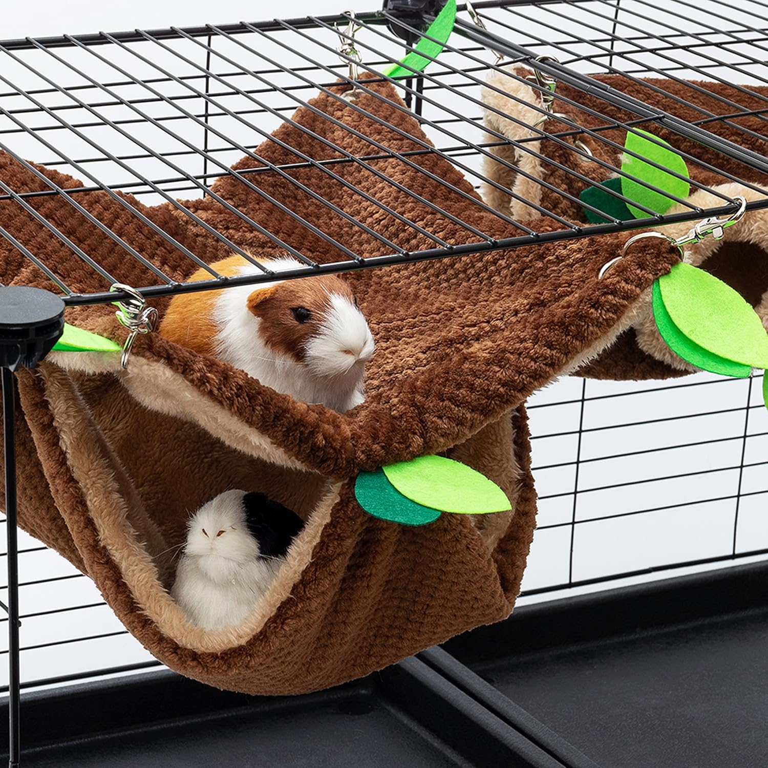 Guinea Pig Hideout, Fleece Rat Tunnel & Hammock Set House Cage Accessories | Small Animal Bed for Rat Chinchilla Hamster Hedgehog, Pet Hammock for Playing Sleeping