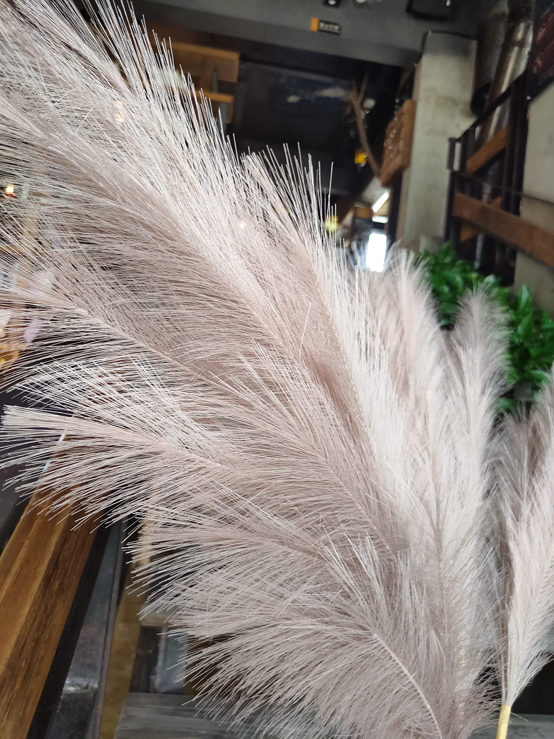 Pampas Grass Decor Tall,8pcs 43.3"/110cm Large Pampas Floral Fluffy,Long Feather Flowers for Boho Wedding Arangement Bedroom Living Room Decorations (khaki - Image 4