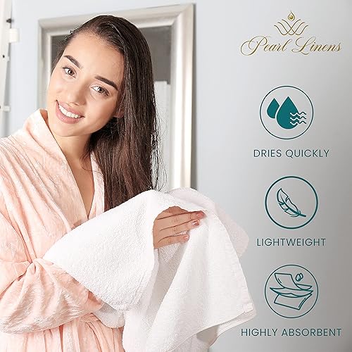 Miniatura 8 de Pearl Linens Juego de 6 toallas de baño 100% algodón prémium para baño, toallas de baño pequeñas de 24 x 50 pulgadas, toallas de baño a granel para