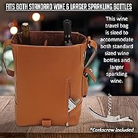 Vista 4 de Primeware Vino2 - Bolsa de mensajero de cuero con dos botellas (marrón)