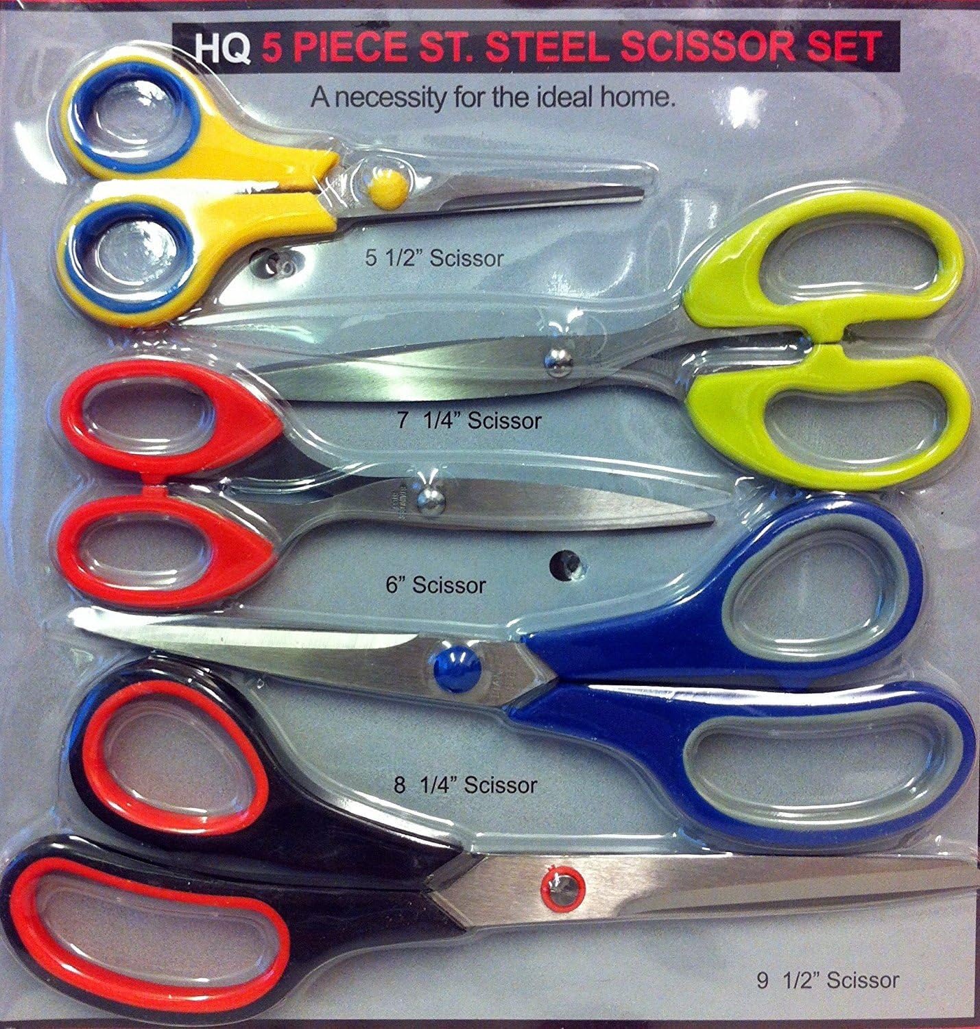 HQProducts 5 Piece Scissor Set Multipurpose Kitchen Craft Stainless Steel Assorted Scissors