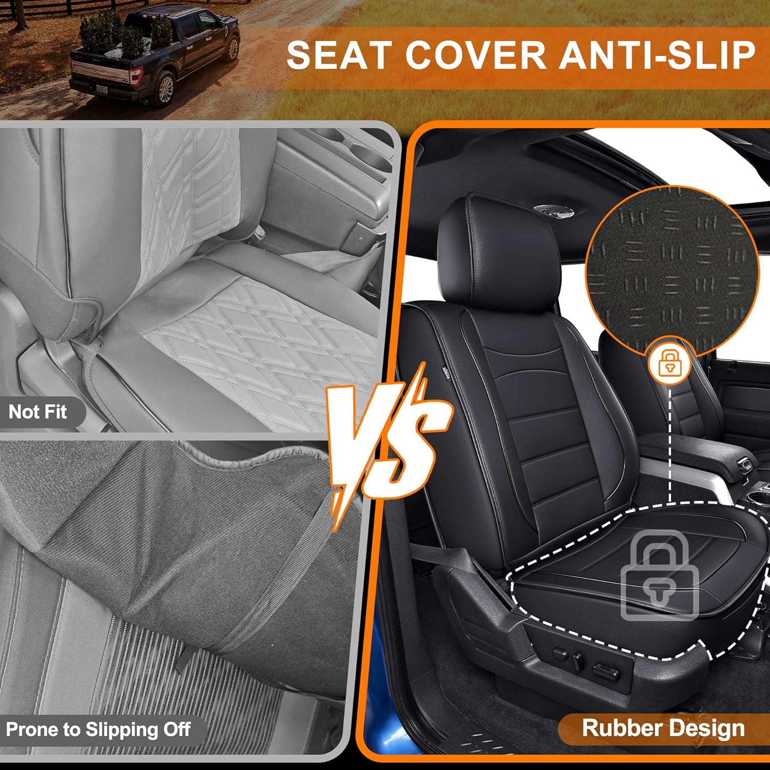 for Ford F150 Seat Covers 2009-2026 & for F250/F350/F450 Seat Covers 2017-2026 Pick-up Truck Full Set Car Seat Covers (Black, 5 Seats)