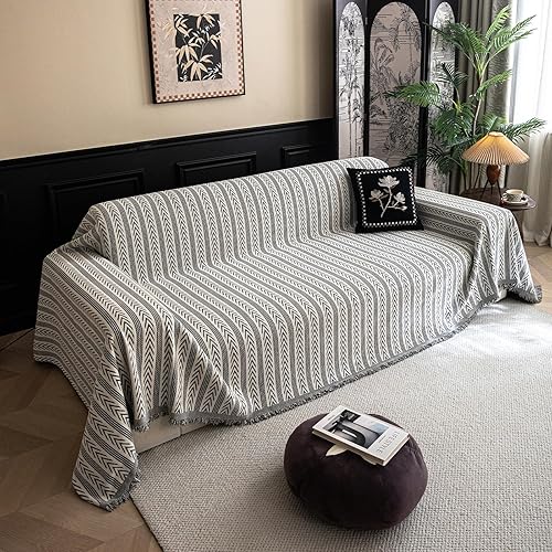 Miniatura 2 de STACYPIK Funda de sofá de felpilla gruesa y duradera, 1 funda de sofá con patrón geométrico a cuadros, funda universal para sofá modular en forma de