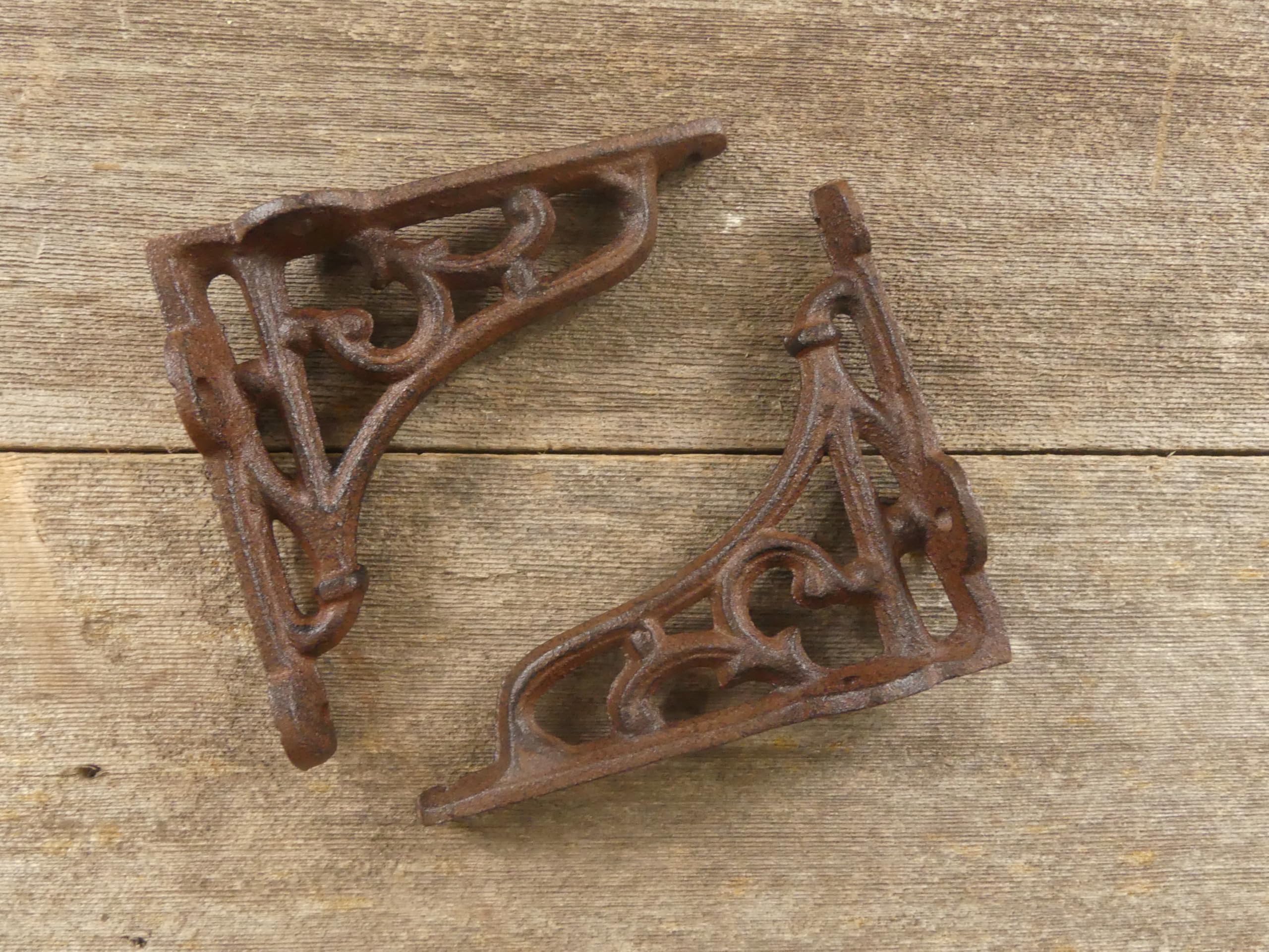 2 Antique Style Shelf Brace Wall Bracket Cast Iron Brackets Small 4 1/8" X 3 5/8