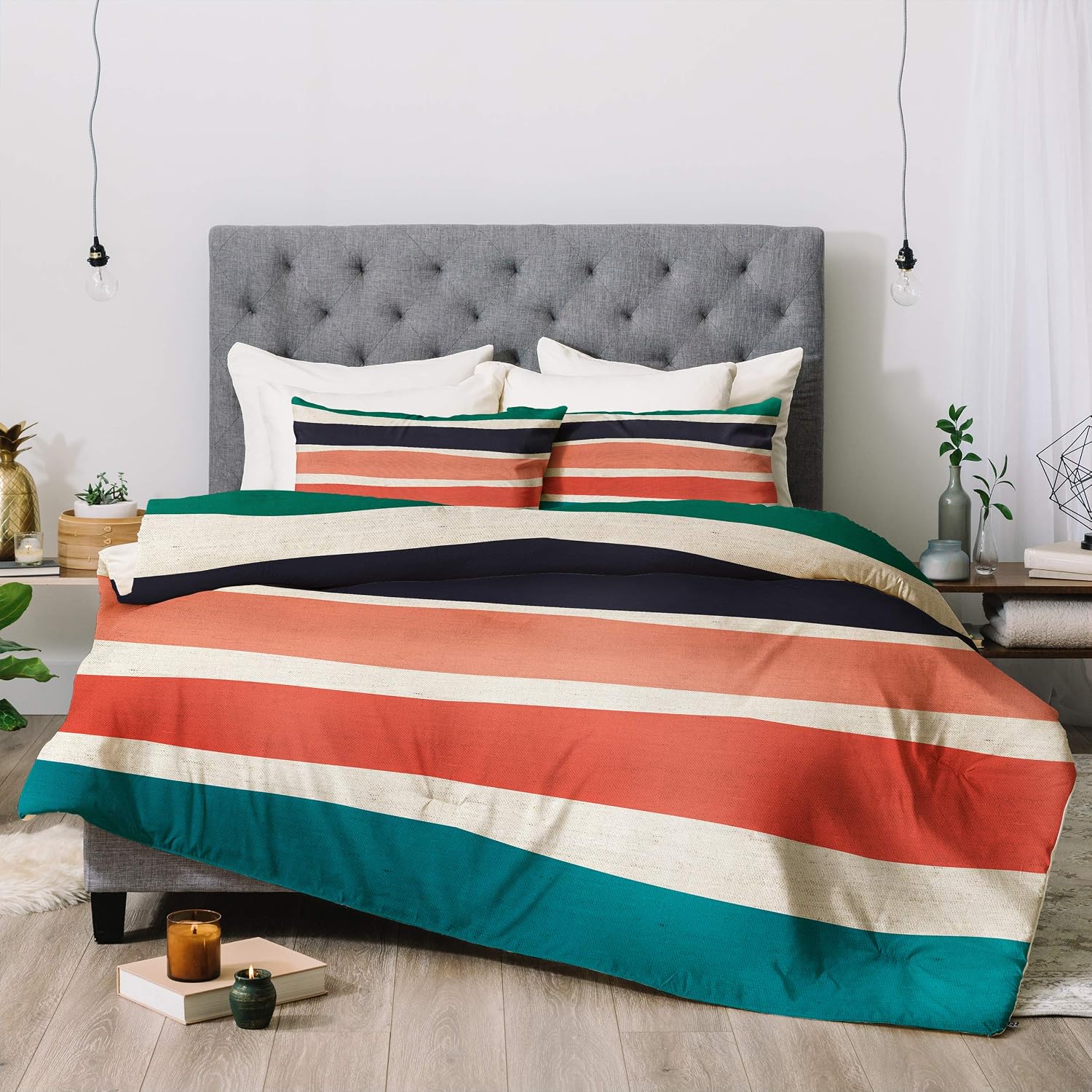 Deny Designs Zoe Wodarz Paper Stripe Comforter Set with Pillow Shams, Full/Queen, Multi