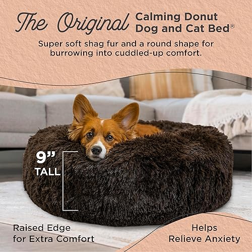 Miniatura 2 de Best Friends by Sheri - The Original Calming Donut - Cama calmante en forma de dona para perros y gatos - Pelo largo, marrón oscuro, M, 30 x 30