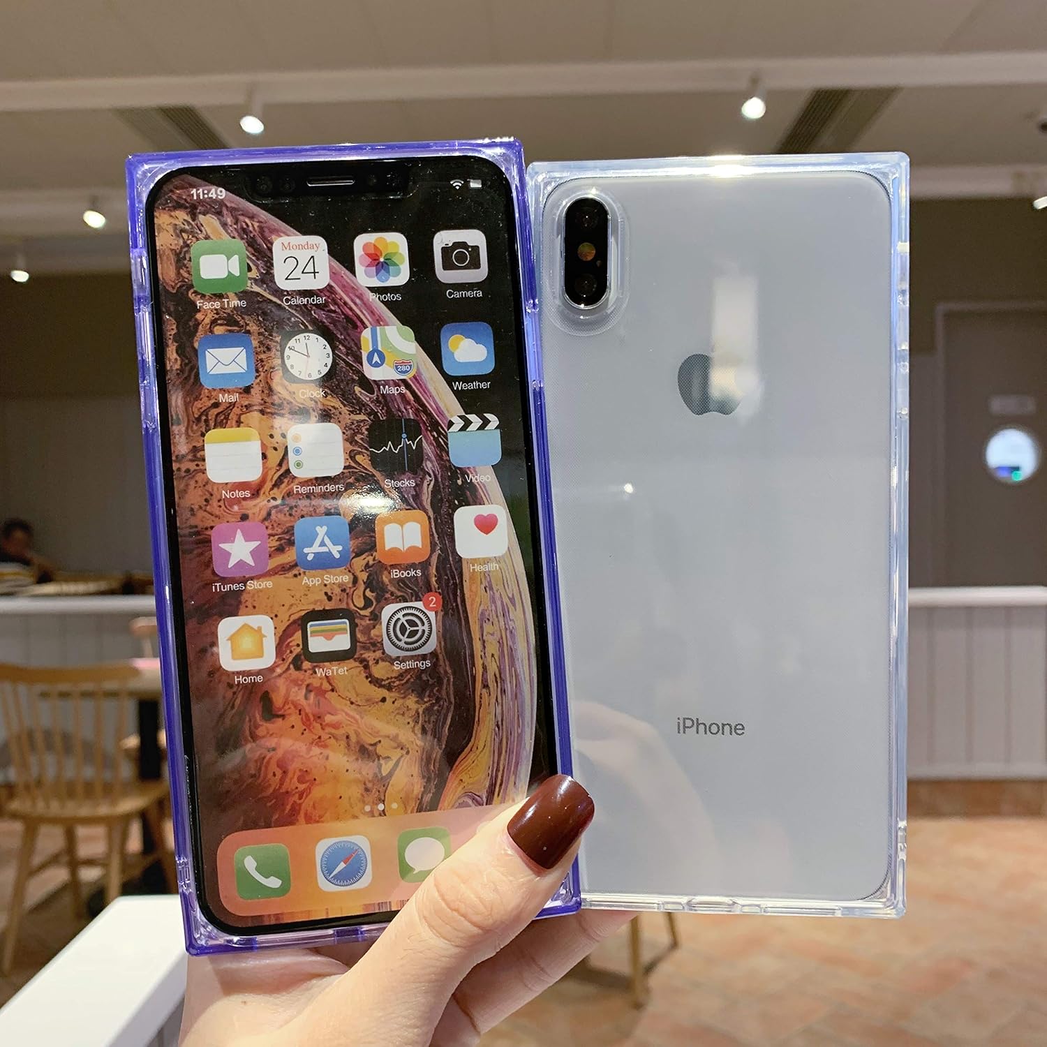 Facweek iPhone Xs Max Case Square, Clear Xmax Transparent Cases Reinforced Corners Soft TPU Cushion Ultra-Thin Slim Cover Silicone Shell (Black)