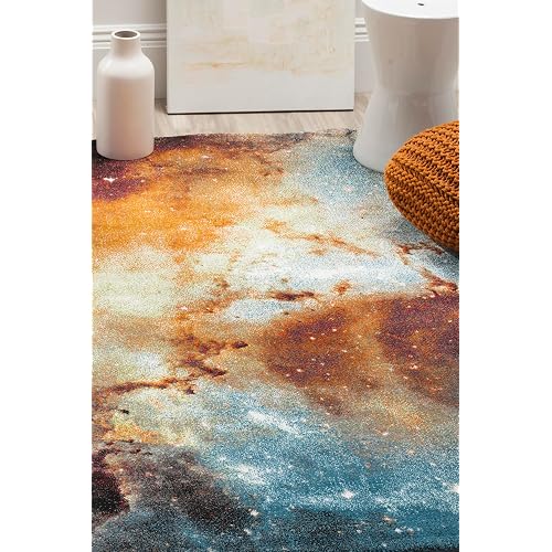 SAFAVIEH Galaxy Collection Area Rug - 5'3" x 7'6", Orange & Multi, Abstract Design, Non-Shedding & Easy Care, Ideal for High Traffic Areas in Living Room, Bedroom (GAL109D)